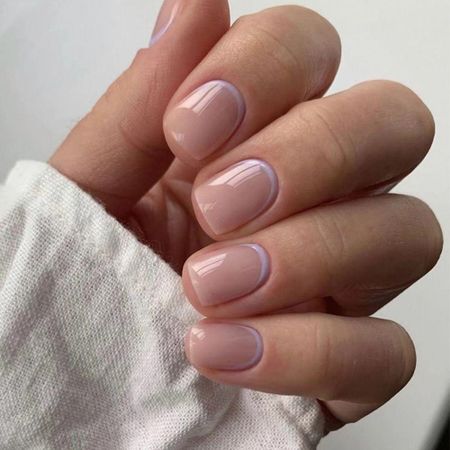 24шт DIY Маникюр Полное покрытие Блеск Золотая линия Короткие квадратные накладные ногти Французский JP1958