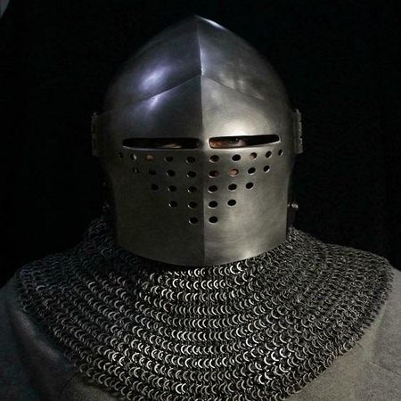 Средневековый шлем Royal Handicraft Aventail A1 lerp 18 ga Steel Средневековый итальянский шлем-бацинет