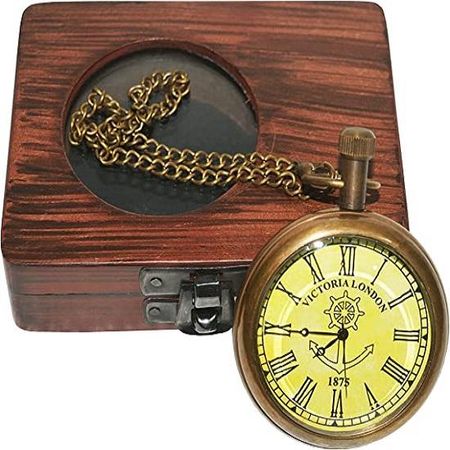 Часы карманные старинные Royal Handicraft Maritime Victoria London 1920 года в деревянной коробке