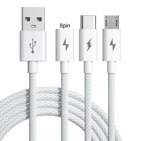Кабель для быстрой зарядки 3-в-1, кабель Smart Chip Multi-Device 66 Вт, 6 А, защита от наматывания, зарядка телефонов серый