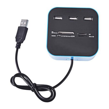 USB-концентратор Многофункциональный концентратор Plug-and-Play для чтения карт памяти Sd Data 3 Компьютерные аксессуары синий