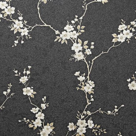 Обои Solo Sakura SL8666-26 Винил на флизелине (1,06*10) Черный/Бежевый, Цветы