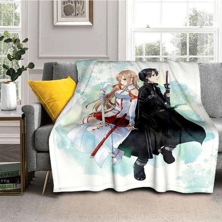 Аниме SAO Sword Art Online, большой чехол для дивана-кровати с принтом «Манта», мягкое и волосатое одеяло, плед, мягкие теплые фланелевые одеяла 125x150cm 50x60inch