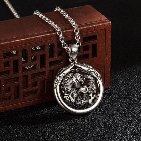 Винтажное оригинальное ожерелье из стерлингового серебра 925 пробы, мужское индивидуальное ожерелье с подвеской в ​​форме дракона, цепочка-коробка 45-70 см, очаровательные ювелирные изделия, Рождественский подарок 45cm