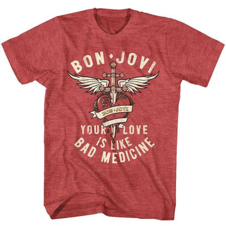 Красная футболка унисекс Bon Jovi Bad Medicine S