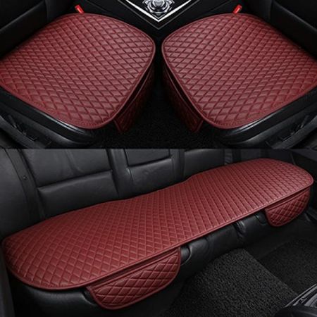 Чехол на сиденье автомобиля из искусственной кожи подходит для автомобиля TOYOTA CHR Corolla Yaris Sienna Vios Fortuner Kluger Sequoia вино красного