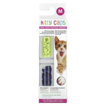 Kitty Caps, набор колпачков для ногтей, средний, весенне-зеленый, с блестками, ультрафиолетовый, набор из 44 предметов