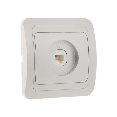 Розетка телефонная Luazon Lighting «Орион», скрытая, IP20, одноместная, серебристая