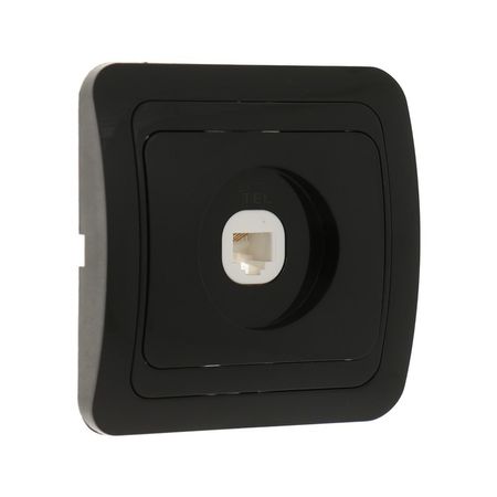 Розетка телефонная Luazon Lighting «Орион», скрытая, IP20, одноместная, чёрная