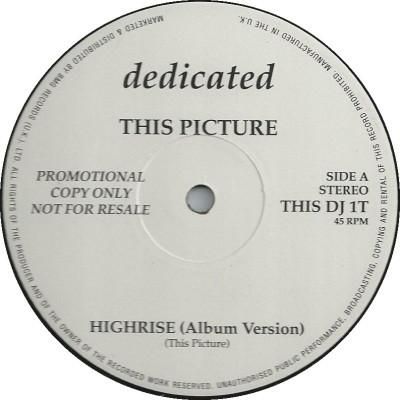 12-дюймовая пластинка THIS PICTURE - Highrise THISDJ1T Посвящение 1993 UK Рок Б/У