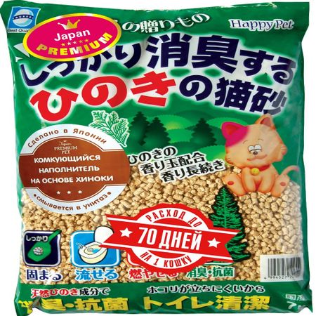 Наполнитель для кошачьего туалета Japan Premium Pet комкующийся с хиноки 7л
