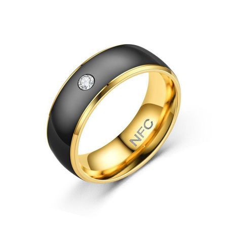 Многофункциональное умное кольцо NFC, носимое кольцо на палец с подключением NFC для мужчин на телефоне Android чёрный/золотой