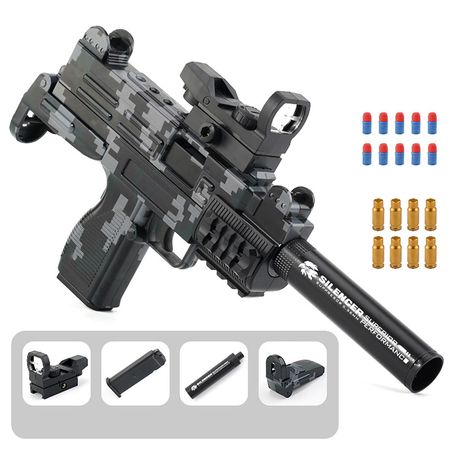 Uzi Machine Blaster R Apid Fire, ручные игрушечные пистолеты для мальчиков и девочек, семейная вечеринка, 10 пуль, 8 магазинов, ручные игрушечные пистолеты со съемным магазином C