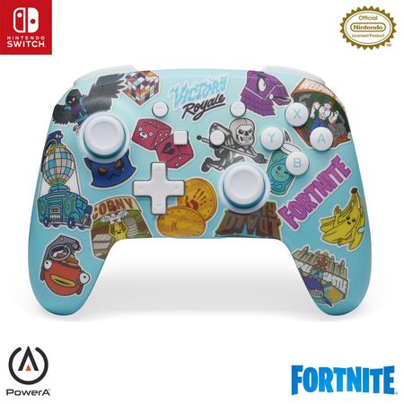 Официально лицензированный Nintendo улучшенный беспроводной контроллер PowerA для Nintendo Switch Наклейка Fortnite Включает бонусный виртуальный предмет Включает
