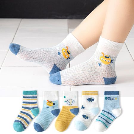 Детские носки, сетчатые носки, детские носки, впитывающие пот, 5 пар XL синий
