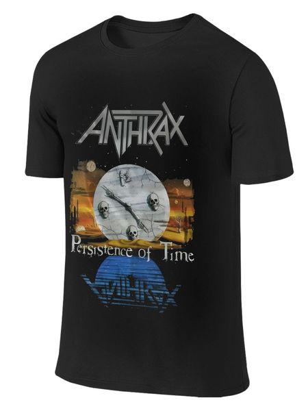 Anthrax Persistence of Time Футболка с коротким рукавом черная унисекс всех размеров с принтом Футболка унисекс Ретро графика Короткий рукав 4XL