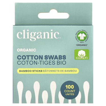 Cliganic Органические ватные палочки, 100 штук