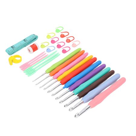 Crochet Hook Set Bright Handcraft DIY Crochet Needle with Marker Buckle Counter Suture Needles Aluminum Crochet Set