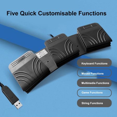 USB Ножная педаль Универсальная клавиша управления Настраиваемая педаль действия компьютерной клавиатуры для медицинских устройств и инструментов чёрный
