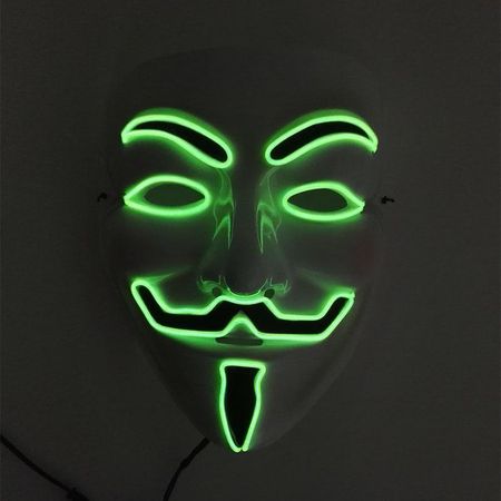 Маска для вечеринки Luminous V for Vendetta — Creative EL Line для ночных мероприятий One Size флуоресцентный зеленый