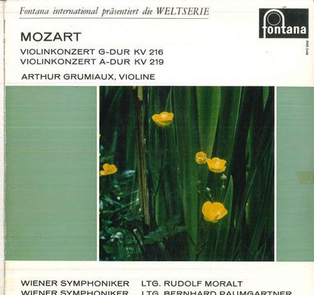 LP Record ARTHUR GRUMIAUX, RUDOLF MORALT, BER - Mozart Violinkonzert G-dur, Kv216 / 695048KL FONTANA Netherland Classical Used