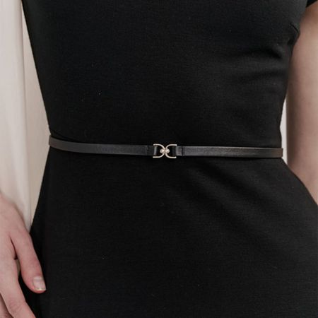 GRACE U Grace Pearl Slim Belt (Black) Black