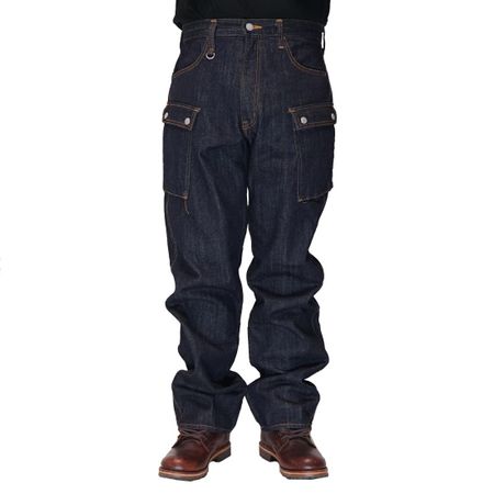 Kojima Jeans 13 унций Широкие джинсы карго Сделано в одном Мужские брюки, Япония, Стирка, RNB-1127W-Индиго-40