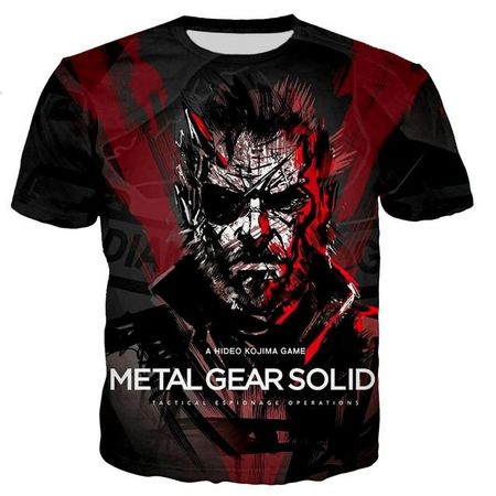 Мужская и женская летняя модная игра Metal Gear Solid с 3D принтом, повседневные футболки в стиле Харадзюку, уличная одежда унисекс, топ в стиле хип-хоп XXXXXL бежевый