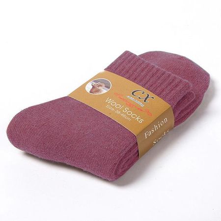 Winter Warm Women Socks Wool Male Men Socks Super Thicker Solid Socks Merino Wool Socks Against Cold Snow Terry Socks One Size красный