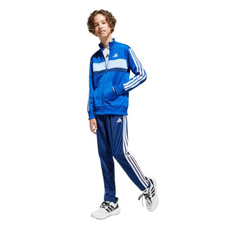 Спортивный костюм Adidas TIBE Team Royal Dark Размер 130 Детский комплект, Унисекс, KQG66, Верх синий/белый/светящийся синий, Низ синий/белый (JC7518),