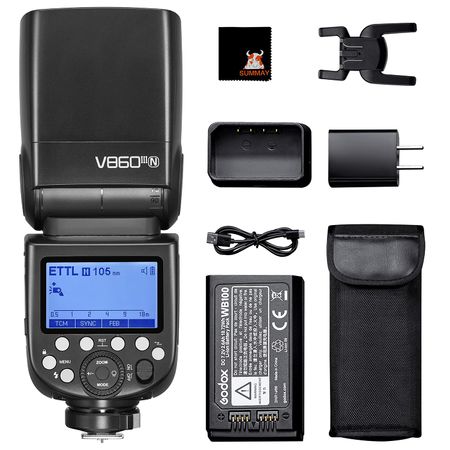 GODOX Вспышка для камеры Speedlight HSS GN60 2600 мАч Перезаряжаемая вспышка Speedlight Совместимая с Nikon Моделирующий Быстросъемный замок V860III-N i-TTL Ведущая-Ведомая