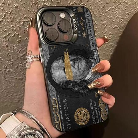 Новый крутой чехол для телефона в виде 100-долларовой банкноты для iPhone 16 PRO 17 15 14 13 12 11 Pro Max 16E IPHONE Air Минимализм Ударопрочная крышка For iPhone 14 Pro Max чёрный