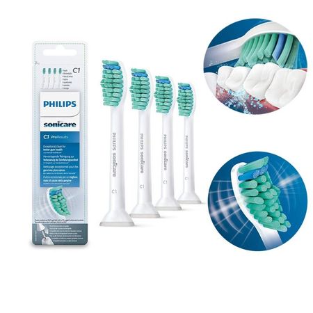 Philips Sonicare C1/2 Сменные насадки для зубной щетки Упаковка из 4 штук Мягкие и эффективные C1