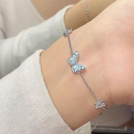 Простое ожерелье с бабочкой, сияющий синий кулон, ожерелья, бриллиантовый браслет, праздничные украшения, подарок Bracelet