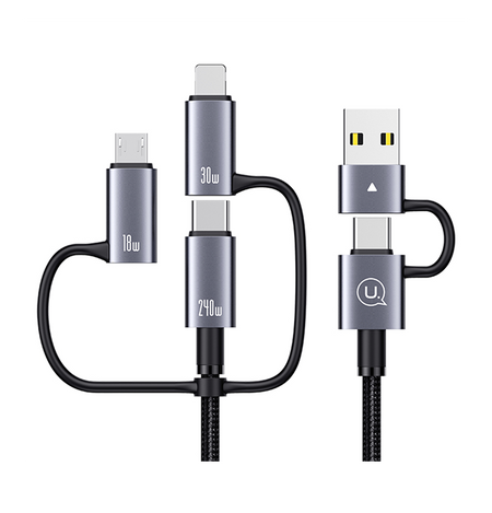 Дата-кабель Usams SJ738, 6 в 1, 240W, Fast Charging 2m, черный