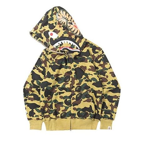 Женская куртка на молнии, мужская толстовка с принтом акулы, уличная мода Khaki,S