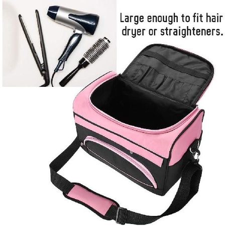 Hairdressing Tool Storage Bag,Large Capacity Pro Hairdressing Hair Equipment Salon Tool Carrying Bag Travel Storage Case Bag(Rose Pink)