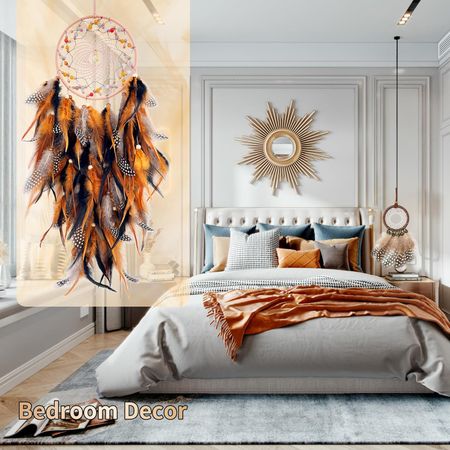 Large Dream Catcher for Girls, Dream Catchers for Boys, Dream Catcher Wall Decor, Nature Feather, Handmade Dreamcatcher for Bedroom Dorm Decor -