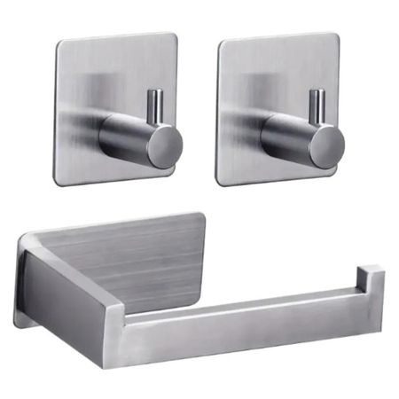 3PCS/Set No-Punching Kitchen Tissue Holder Stainless Steel Paper Towel Rack  Bathroom Accessories серебряный