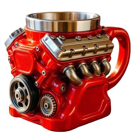 Двустенная кружка из нержавеющей стали с ручкой для двигателей V6, термокружка для автомобиля, подарки для мужчин и мальчиков