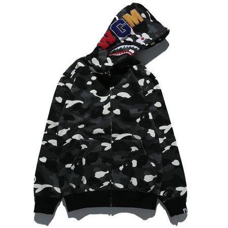 Ape Bathing A Bape Пальто Голова акулы Куртка на молнии Толстовка Худи Camouflage,XL