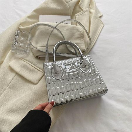 Stylish Summer 2023 Pu Leather Handbag Chic Shoulder Bag Trendy Streetwear Fashion серебряный