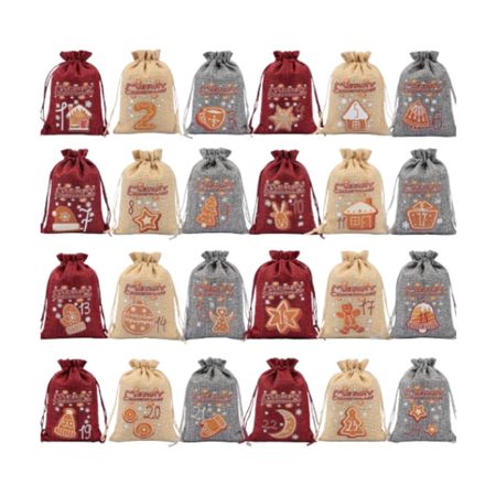 24x Christmas Gift Bag Linen Party Favors Candy Bag for Shopping Party Event