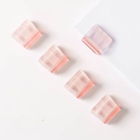 Candy Color Transparent Creative Test Paper File Folder Corner Clip Push Clip Letter Paper Clip Pink-1PC