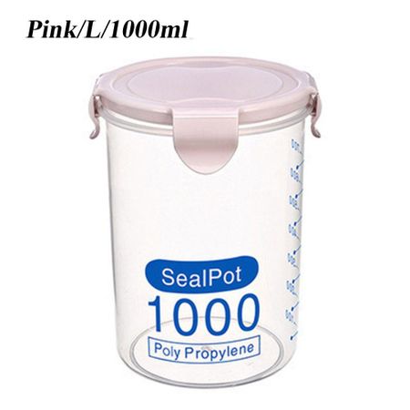New Bottle Jar Container Sealing Pot Food Fresh Storage Box Plastic Large розовый