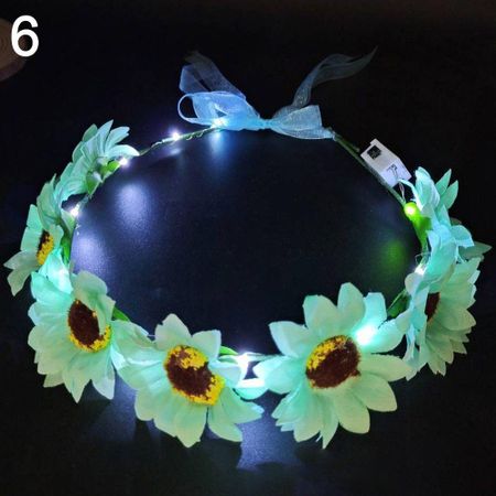 Women Girls Halloween Crown Flower Christmas Party Decoration Light Up Headband Glowing LED Wreath 6