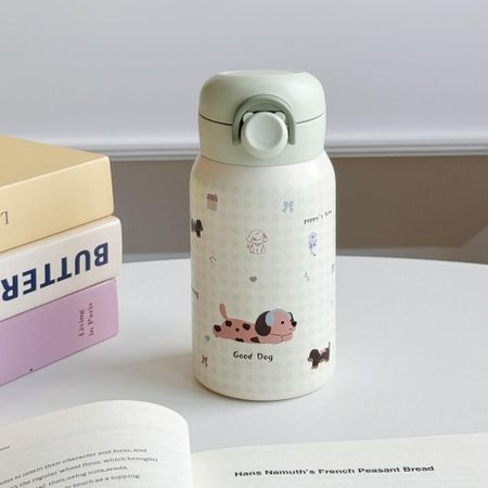Cartoon Prints Coffee Mug 330ml Students Pocket Flask Cute Small Thermal Cup зелёный