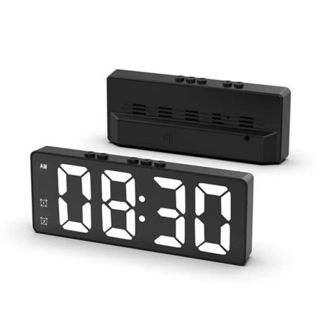Voice Control Temperature Digital Clock 12/24H Dual Alarms Number Clock Electronic Clock  Student