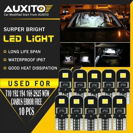 10X T10 168 194 LED Interior Light Bulbs Reading Parking Trunk Light Bulb White
