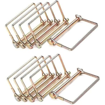 Sunnyway 10 Pack 5/16 Inch Trailer Coupler Wire Lock P, Gold, 4 Inch Long, Heavy Duty, Zinc-Plated Carbon Steel, Trailer Hitch P золотой